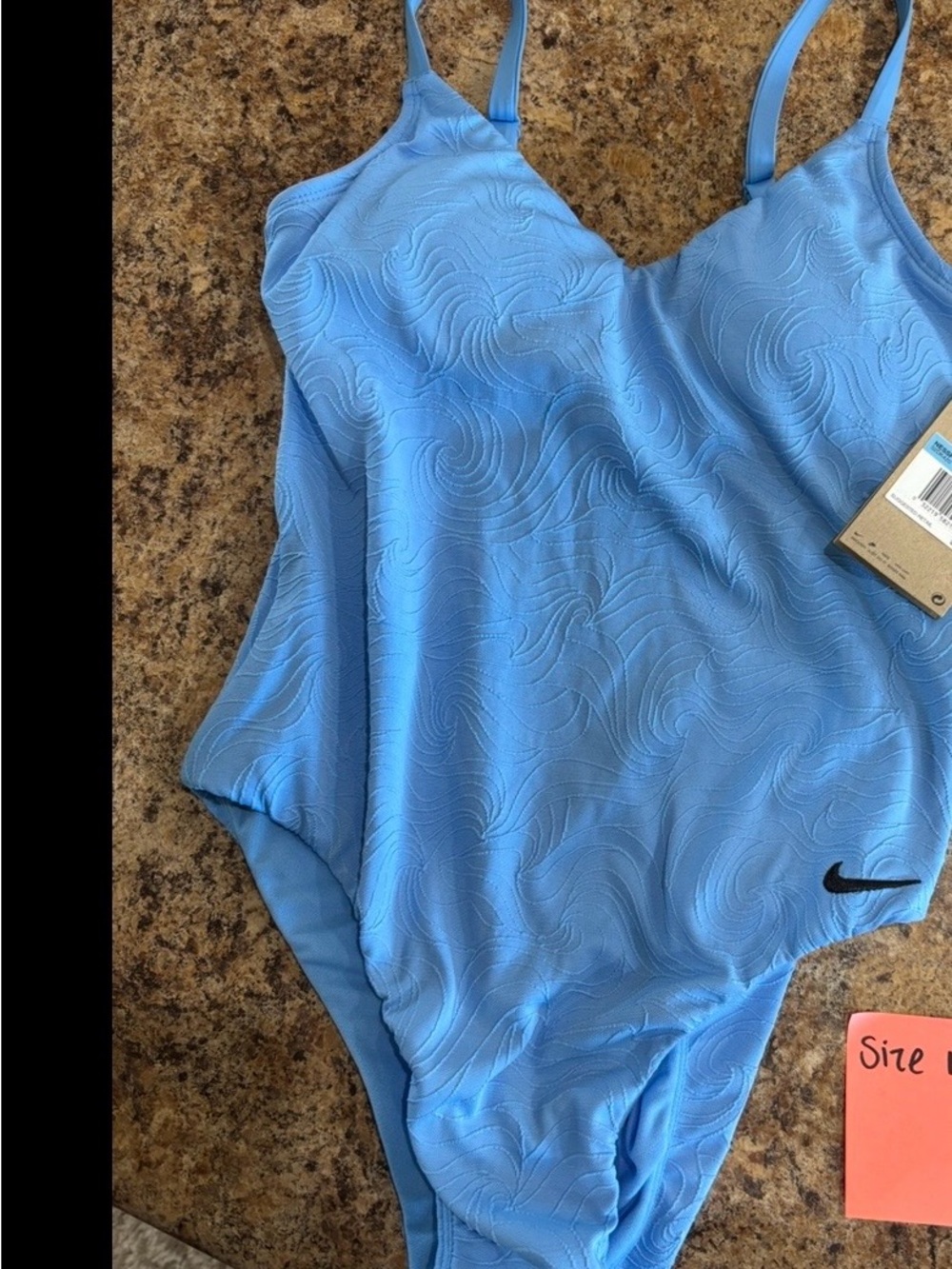 Nike Blue Textured One-Piece Swimsuit